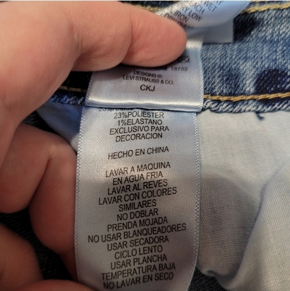 Levi's shortly short size 7 blue polka dot denim - Picture 11 of 15